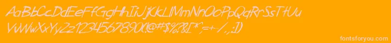 SF Zimmerman Italic-Schriftart – Rosa Schriften auf orangefarbenem Hintergrund