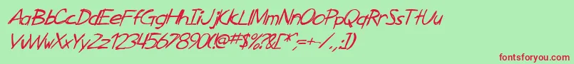 SF Zimmerman Italic Font – Red Fonts on Green Background