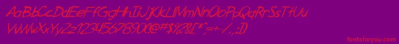 SF Zimmerman Italic-Schriftart – Rote Schriften auf violettem Hintergrund