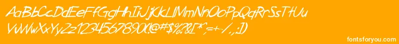 SF Zimmerman Italic-Schriftart – Weiße Schriften auf orangefarbenem Hintergrund