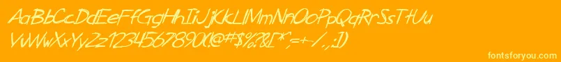 SF Zimmerman Italic-Schriftart – Gelbe Schriften auf orangefarbenem Hintergrund