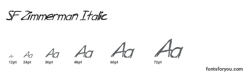 Размеры шрифта SF Zimmerman Italic