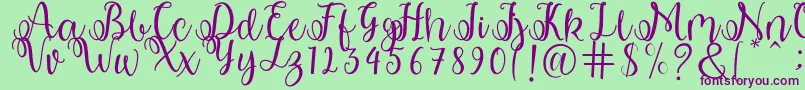 shabila Font – Purple Fonts on Green Background