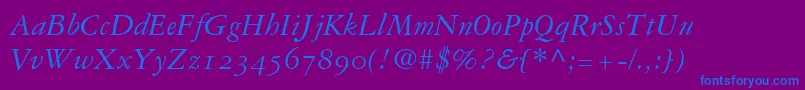 Шрифт GaramondRepriseOldstyleSsiNormal – синие шрифты на фиолетовом фоне