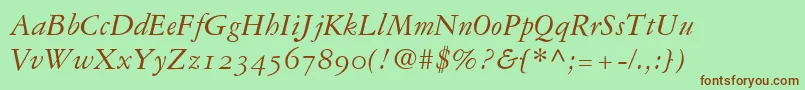 GaramondRepriseOldstyleSsiNormal-fontti – ruskeat fontit vihreällä taustalla
