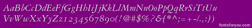 GaramondRepriseOldstyleSsiNormal-fontti – vihreät fontit violetilla taustalla