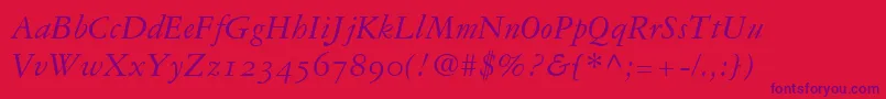 GaramondRepriseOldstyleSsiNormal Font – Purple Fonts on Red Background