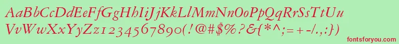 GaramondRepriseOldstyleSsiNormal Font – Red Fonts on Green Background