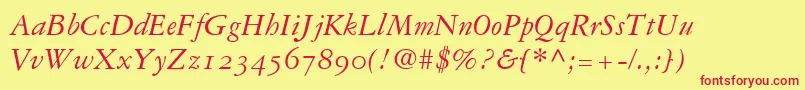 GaramondRepriseOldstyleSsiNormal-fontti – punaiset fontit keltaisella taustalla