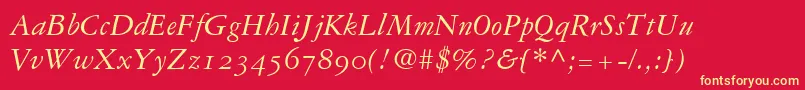 GaramondRepriseOldstyleSsiNormal-fontti – keltaiset fontit punaisella taustalla
