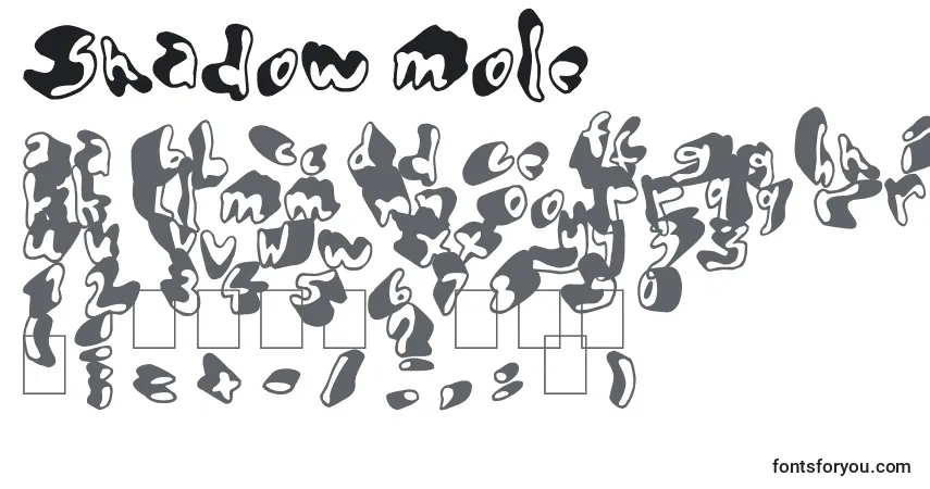 Czcionka Shadow Mole – alfabet, cyfry, specjalne znaki