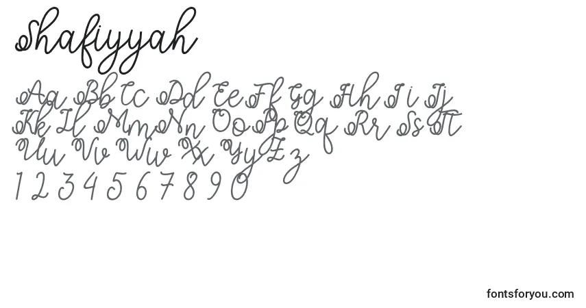Schriftart Shafiyyah – Alphabet, Zahlen, spezielle Symbole