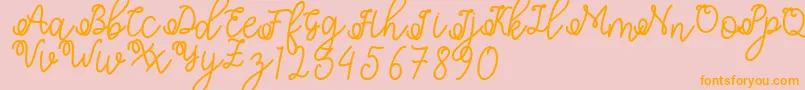 Shafiyyah-Schriftart – Orangefarbene Schriften auf rosa Hintergrund