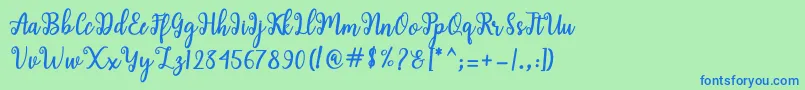 Shaila Script Font – Blue Fonts on Green Background