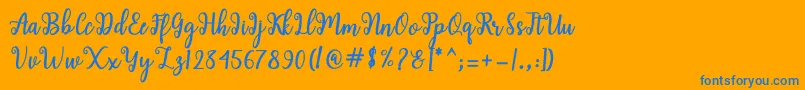 Shaila Script Font – Blue Fonts on Orange Background