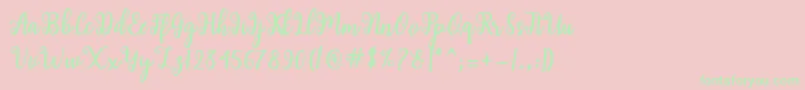 Shaila Script Font – Green Fonts on Pink Background