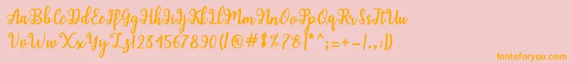 Shaila Script Font – Orange Fonts on Pink Background