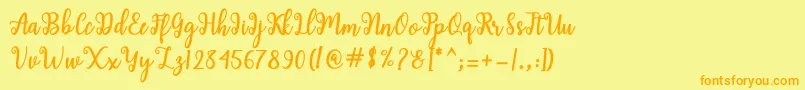 Shaila Script Font – Orange Fonts on Yellow Background