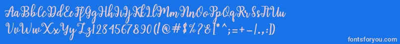 Shaila Script Font – Pink Fonts on Blue Background