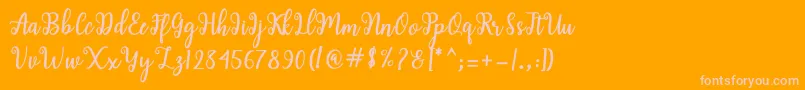 Shaila Script Font – Pink Fonts on Orange Background