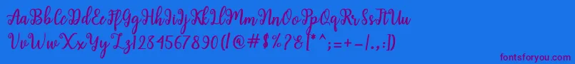 Shaila Script Font – Purple Fonts on Blue Background
