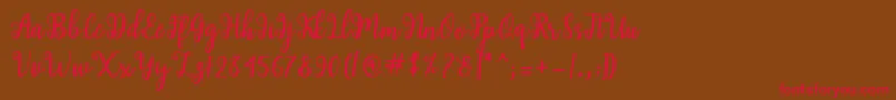 Shaila Script Font – Red Fonts on Brown Background