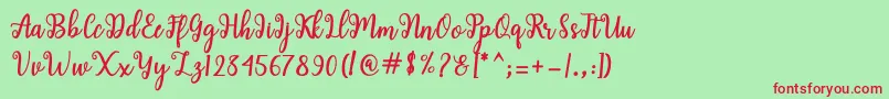 Police Shaila Script – polices rouges sur fond vert