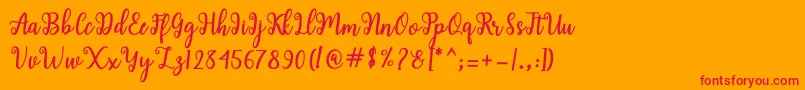 Shaila Script Font – Red Fonts on Orange Background