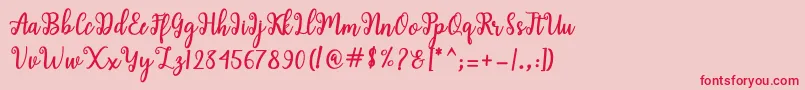 Shaila Script Font – Red Fonts on Pink Background