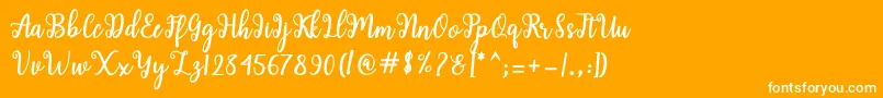 Shaila Script-Schriftart – Weiße Schriften auf orangefarbenem Hintergrund