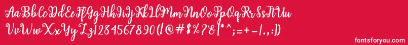 Czcionka Shaila Script – białe czcionki na czerwonym tle