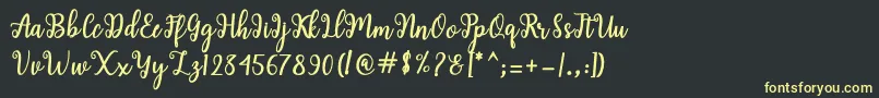 Shaila Script-Schriftart – Gelbe Schriften auf schwarzem Hintergrund