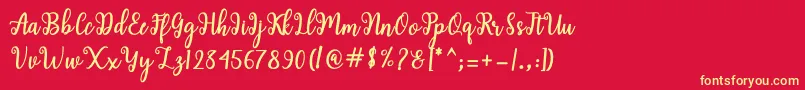 Shaila Script Font – Yellow Fonts on Red Background