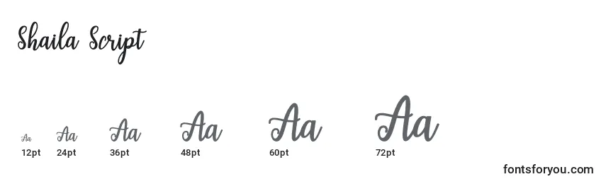 Shaila Script Font Sizes