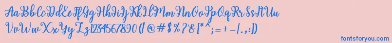 Shaila Script Font – Blue Fonts on Pink Background