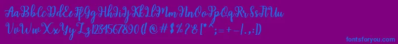 フォントShaila Script – 紫色の背景に青い文字