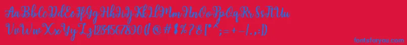 Shaila Script Font – Blue Fonts on Red Background