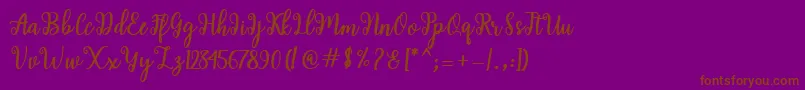 Shaila Script-Schriftart – Braune Schriften auf violettem Hintergrund