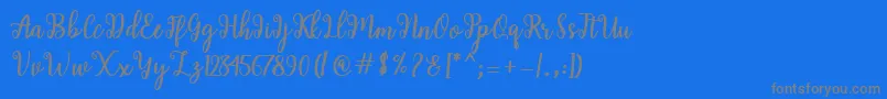 Shaila Script Font – Gray Fonts on Blue Background