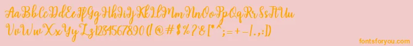 Shaila Script Font – Orange Fonts on Pink Background