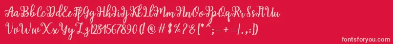フォントShaila Script – 赤い背景にピンクのフォント