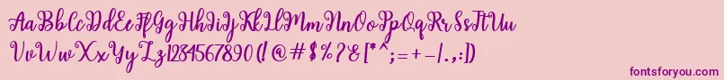 Czcionka Shaila Script – fioletowe czcionki na różowym tle