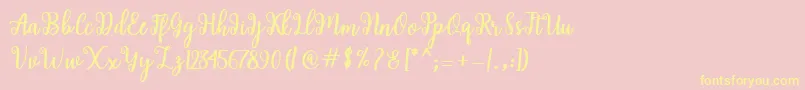 Shaila Script-Schriftart – Gelbe Schriften auf rosa Hintergrund