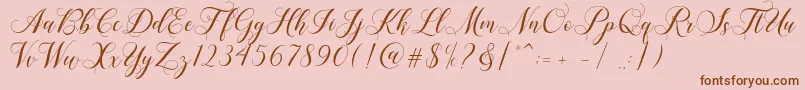 Shailena-Schriftart – Braune Schriften auf rosa Hintergrund