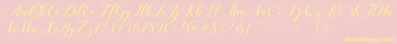 Shailena-Schriftart – Gelbe Schriften auf rosa Hintergrund