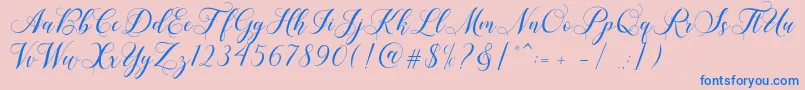 Shailena-Schriftart – Blaue Schriften auf rosa Hintergrund