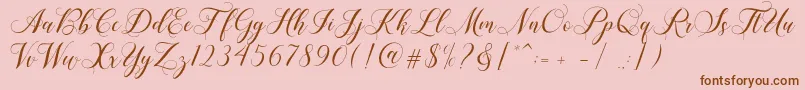 Shailena-Schriftart – Braune Schriften auf rosa Hintergrund