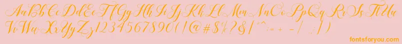 Shailena-Schriftart – Orangefarbene Schriften auf rosa Hintergrund