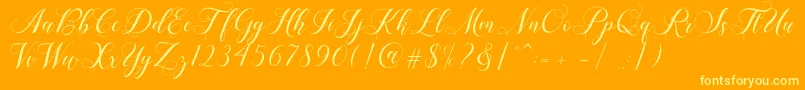 Shailena-Schriftart – Gelbe Schriften auf orangefarbenem Hintergrund