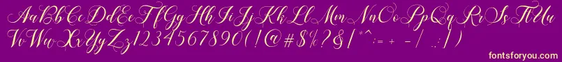 Shailena-fontti – keltaiset fontit violetilla taustalla